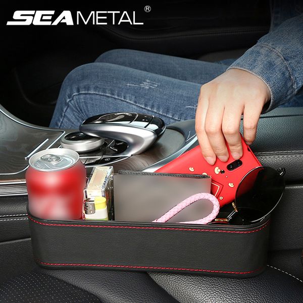 

car seat gap organizer pu leather auto storage pockets universal high capacity non-slip car front seat crevice storage box