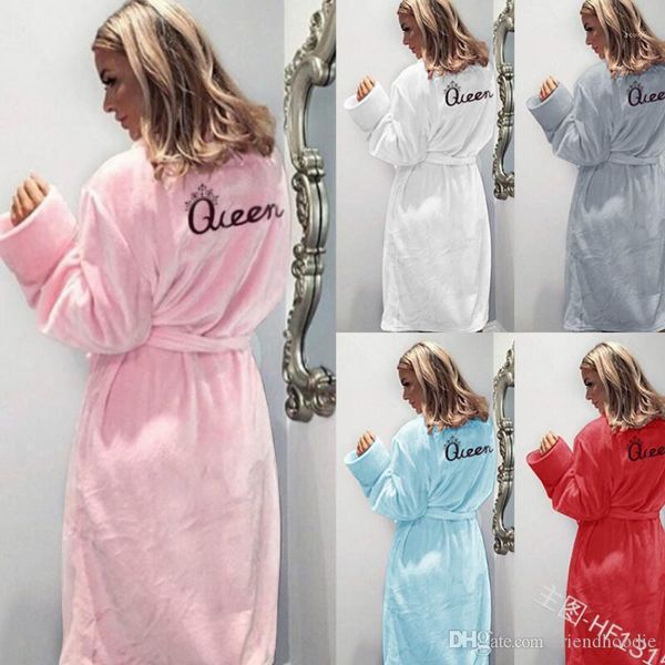 

pajamas spring autumn winter nightcoats warm clothing women sleepwear rope flannel queen nightgown, Black;red