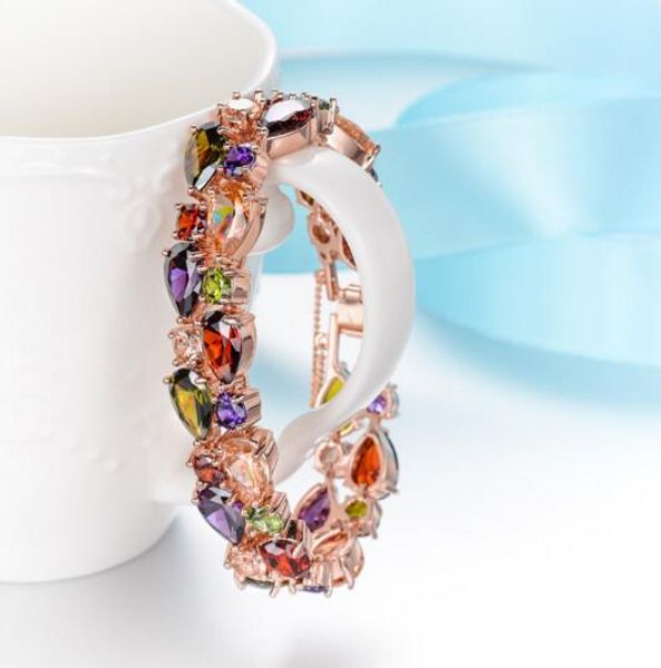 

crystal bracelet bangle rhinestones multicolor bracelet my mona lisa for women cubic zircon diamond wedding jewelry christmas gift, Golden;silver
