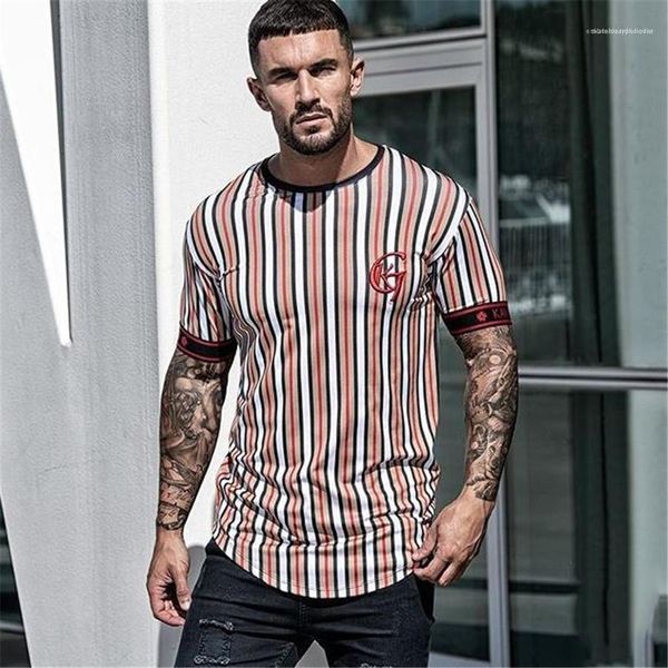 

streetwear hiphop slim homme tshirts designer short sleeve crew neck male tees stripe summer mens tshirts, White;black