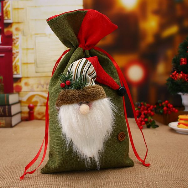 

christmas supplies santa claus gift bag linen holiday decoration christmas children's candy bag gift