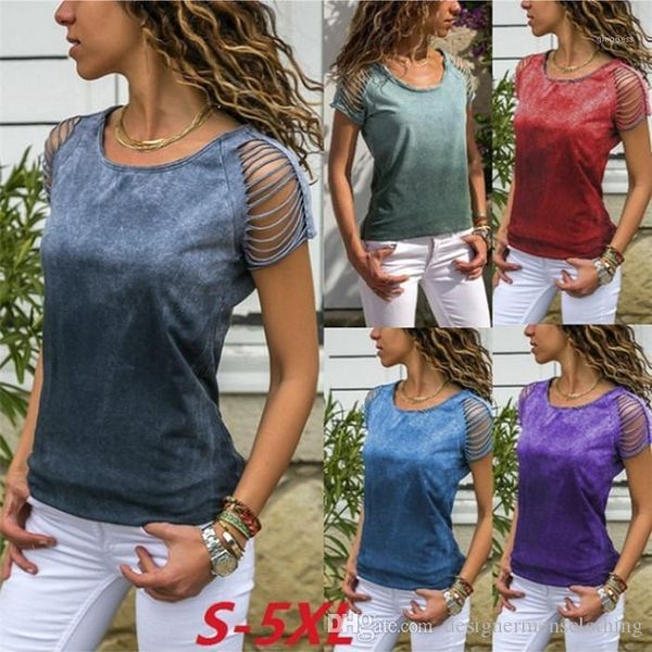 

o neck tshirts casual solid color hollow out summer women designer clothing women short sleeve, White