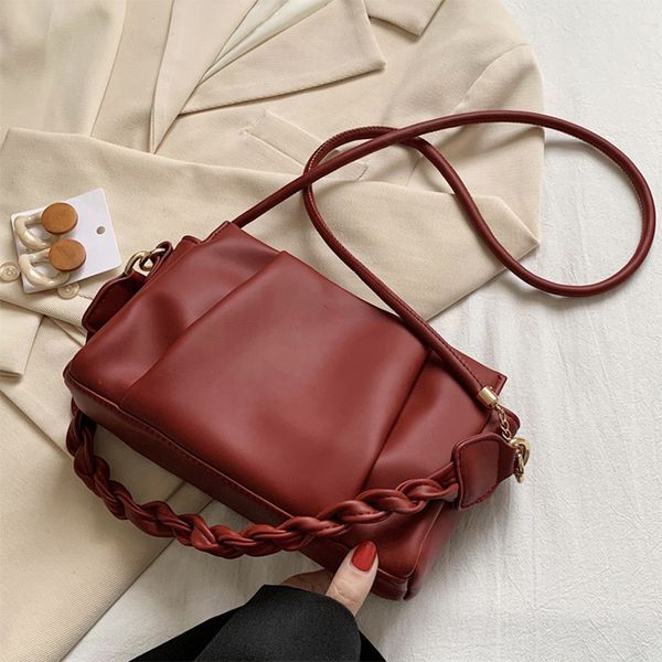 

складки дизайнер кожа pu crossbody сумки для женщин 2020 solid color плечо сумочек самка trend женщин рука сумка