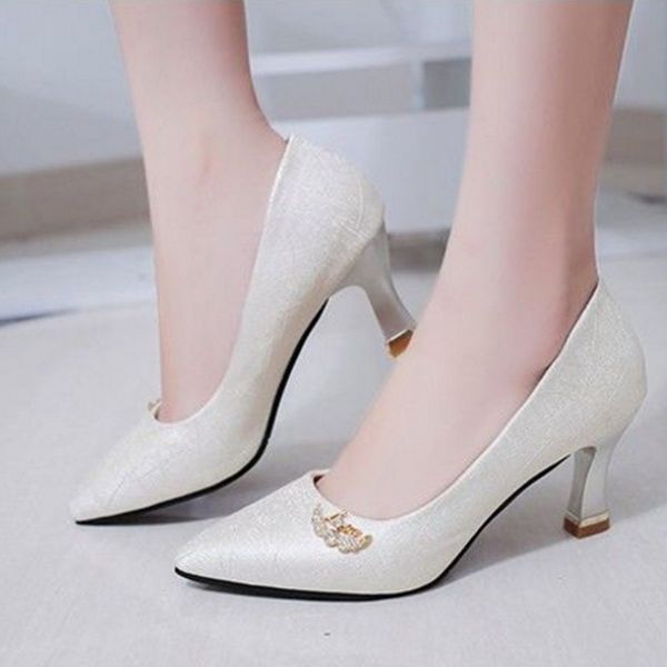

marlisasa женщины cute сладкий остроконечные toe скольжения на высоких каблуках леди классический черный pu кожа офис шпильках zapatos g6021, Black
