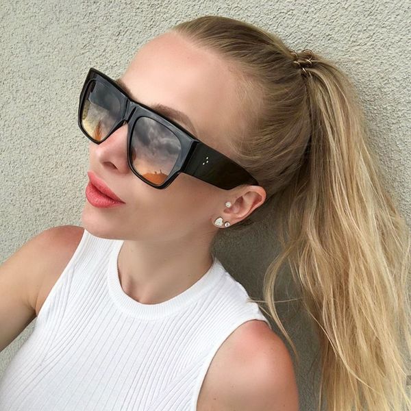 

qpeclou 2020 women sunglasses retro gradient sunglasses vintage oversized square sun glasses woman fashion brand designer shades, White;black