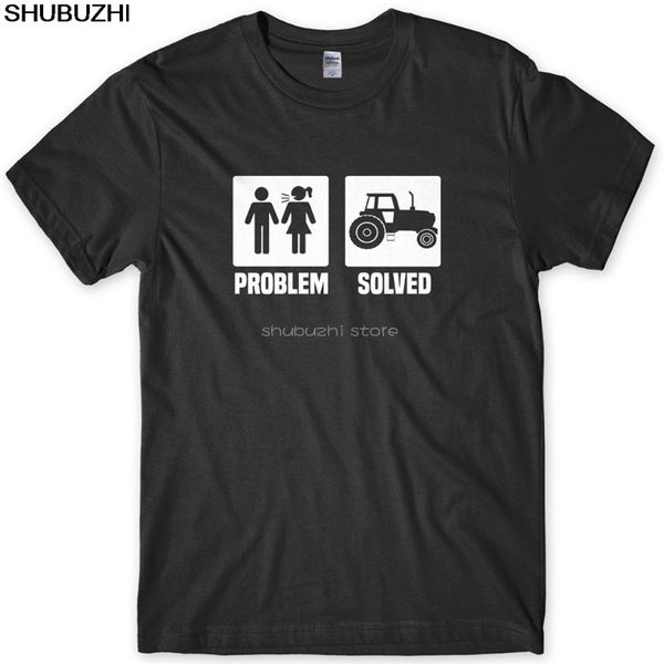 

tractor farming farmer problem solved funny mens t-shirt brand summer men cotton custom tee shirts sbz5450