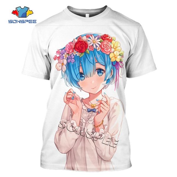 

re:zero ram and rem 3d anime summer street wear men 3d print shirts kawaii horror oversized men clothing