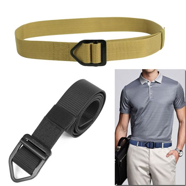 

38mm smooth metal buckle nylon belt male tactical nylon belt mens waist canvas belts strap, Black;green