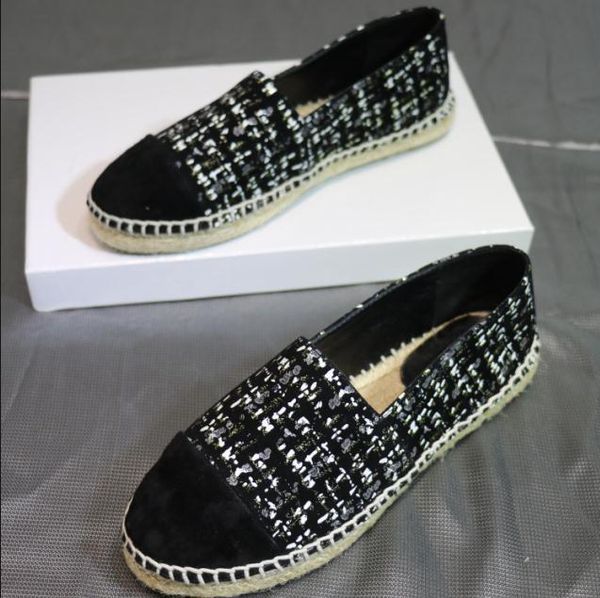 

espadriles flat shoes women fall loafers women weave sapato feminino slip on ladies shoes round toe zapatos de mujer, Black