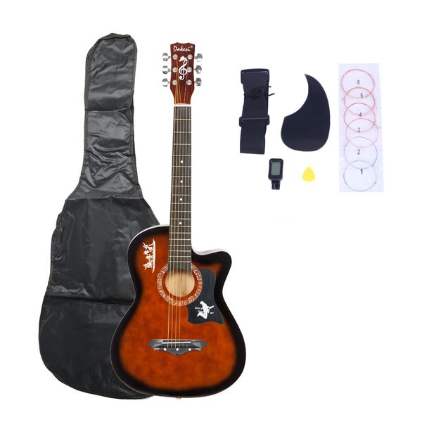 

basswood 38 inches wood acoustic guitar with bag string pick tuner and accessories shipping from us