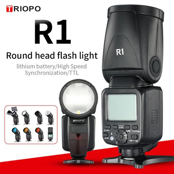 

flashes triopo r1 round head on-camera flash 2.4g x wirelessl hss 76ws speedlight with li-battery for (only falsh)