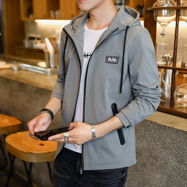 

men jacket with a hood 2020 new spring and autumn student male coat fashion zipper teenager boy korean style j05, Black;brown