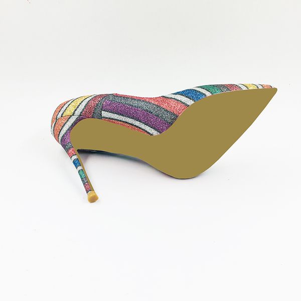 

knockout2020 colorful shallow plus glitter size toe 34-45 dress thin high heels luxury stiletto elegant women shoes, Black