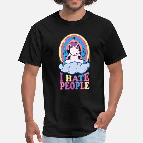 

unicorn i hate people t shirt men customized cotton s-3xl kawaii loose basic summer style letter shirt