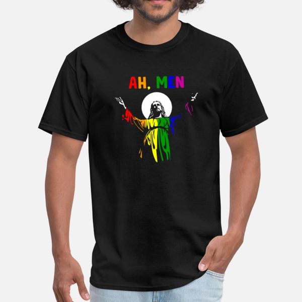 

ах, мужчины смешных lgbt gay pride иисус радуга мир тенниска мужчины дизайн 100% хлопок s-3xl джентльмены fit удобная весна осень прохладной