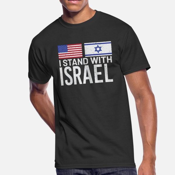

israel and america t shirt men create tee shirt round collar clothing graphic building spring autumn formal shirt