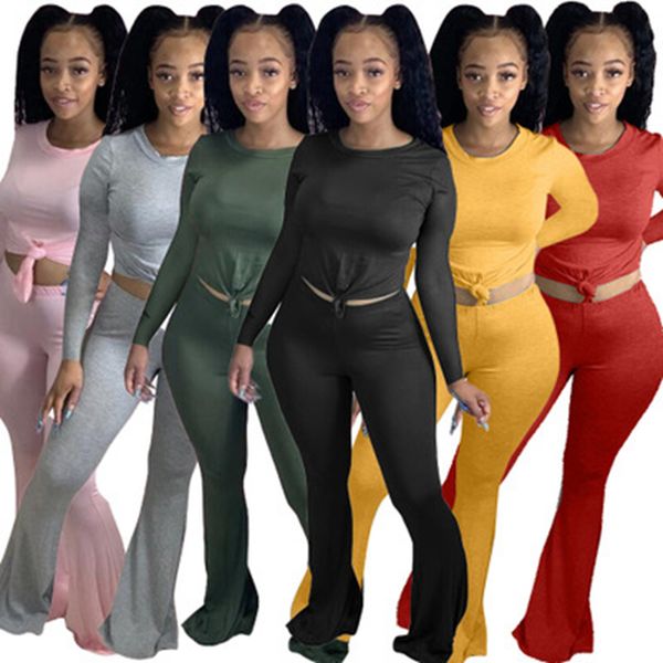 

spot pants european style spring and summer fashion casual solid color tight long-sleeved flared suit, White