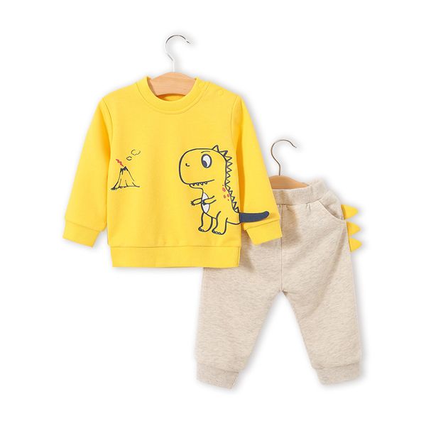 

Childrens Cartoon Long-Sleeve Suit Baby out Cotton Two-Piece Baby Stereo Dinosaur Split Clothes