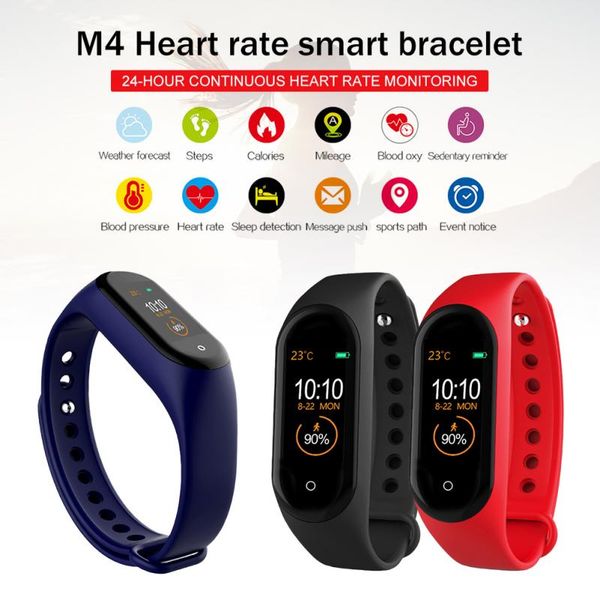 

fitness m4 smart watch touch screen waterproof blood pressure heart rate monitor women men bracelet tracker sport smart watch