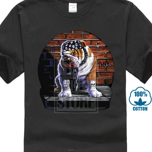 

male cotton casual solid color t shirt random t shirts dog bulldog biker men's novelty short o neck tees 025197