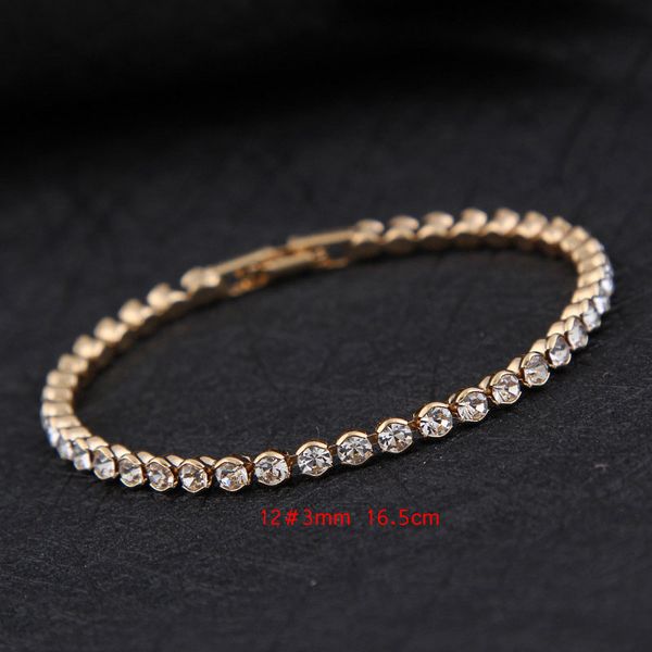 

120pcs rhinestone austria crystal tennis bracelets shiny women silver plated golden bangle collier femme bridal wedding jewelry, Black