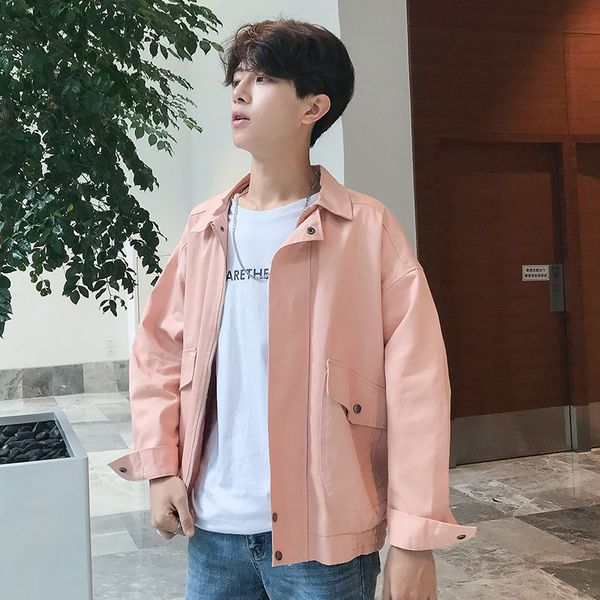 

four seasons ins leisure harbor style jacket male overalls student korean version loose on clothes men and women kg-185, Black;brown