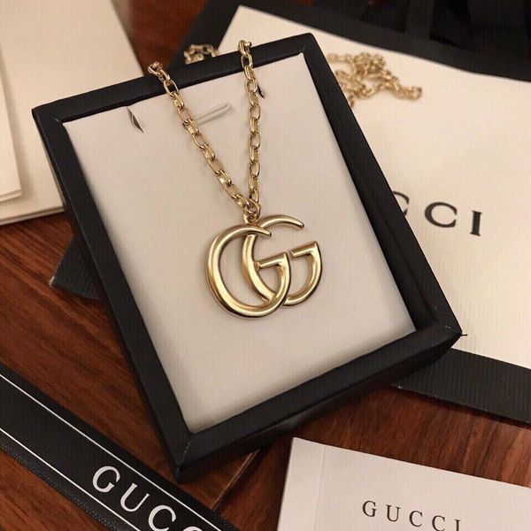 

italy fashion style gold pendant necklaces 50cm women necklaces designer luxury men pendant necklace with box, Silver