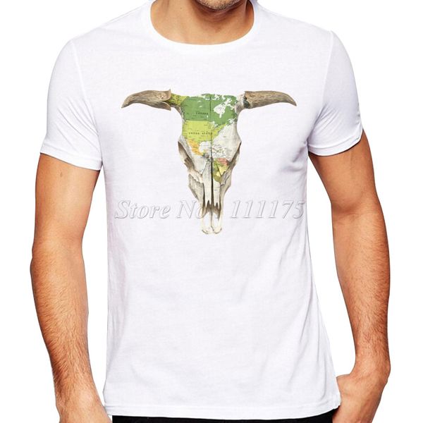 

2019 summer fashion bone of west map printed t shirt men's custom hipster tees