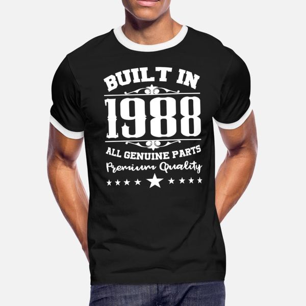 

1988 t shirt men custom cotton s-3xl homme cute new fashion summer slim shirt, White;black