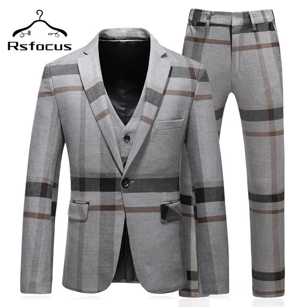 

dark blue gray plaid suit men 2020 slim fit mens tuxedo wedding suits for men classic men's suits formal jacket pants vest tz026, White;black