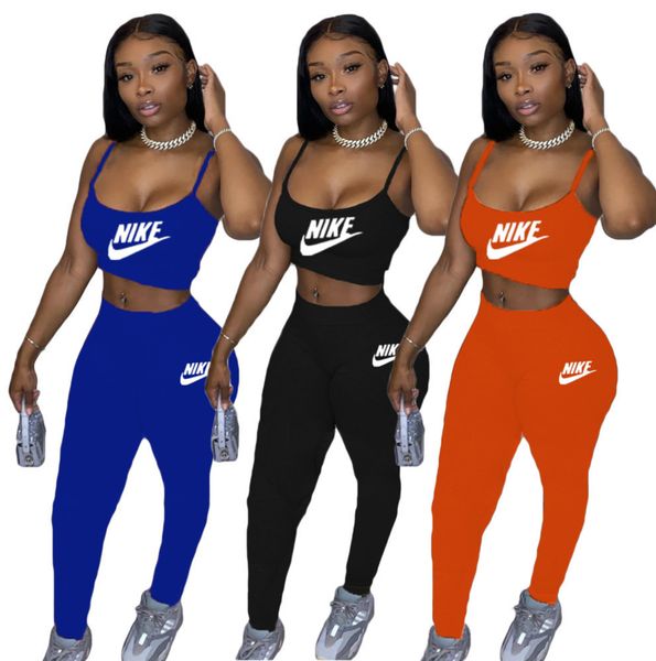 

women designer brand tracksuit summer 2 piece set sleeveless t-shirt+pants letter sports suit solid color outfits fashion jogging suit z663, White
