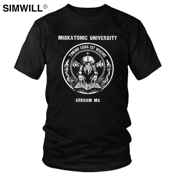 

men miskatonic university tshirt classic shirts short sleeve cotton summer cthulhu lovecraft t shirt round neck trendy tee