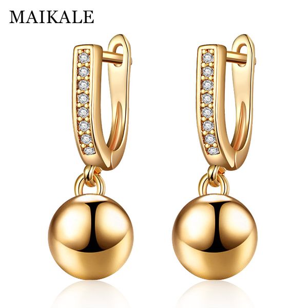 

maikale simple ball drop earrings gold silver color new fashion accessories copper zirconia earrings for women jewelry send gift