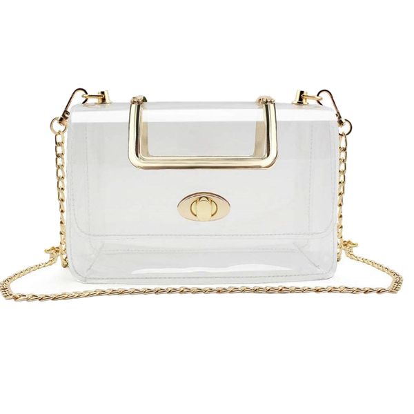 

clear purse for women/girls clear purse with removable chain strap fashionable design and fits many occasions