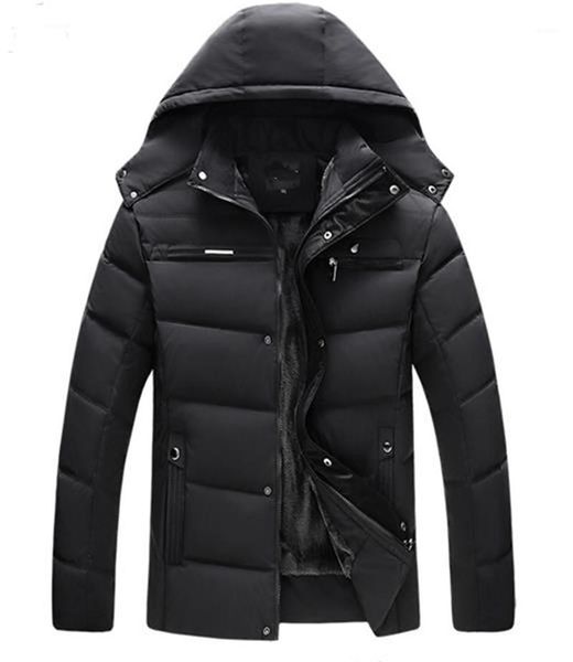 

coat winter warm zipper coats casual hooded solid color thick jacket male clothing fashion mens down-filled, Black;brown