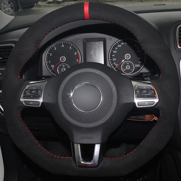 Рулевое управление Black Suede колеса автомобиля Крышка для Volkswagen Golf 6 GTI MK6 VW Polo GTI Scirocco R Passat CC R-Line 2010
