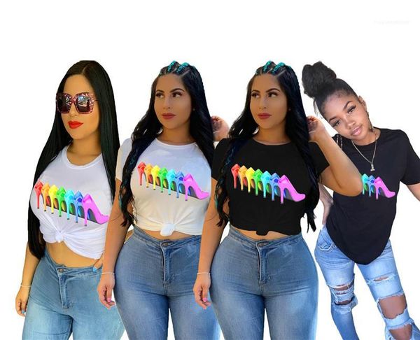 

короткие рукава тис повседневный дышащие женщин дизайнер tshirts высокие каблуки printed женские рубашки тонкий тощий o шеи, White