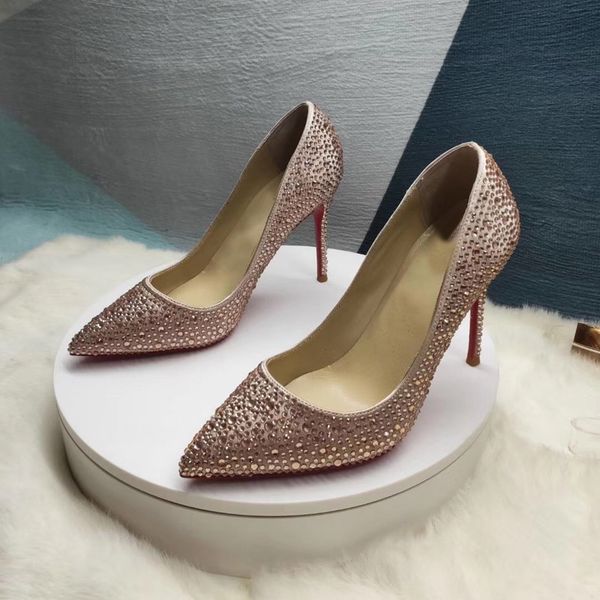 

knockout2020 crystal cloth customized satin 34-45 stilettos bling high heels elegant women wedding party shoes, Black