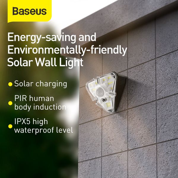 

gadgets baseus intelligent human body induction lamp solar energy automatic charging ipx5 waterproof led for balcony outdoor light