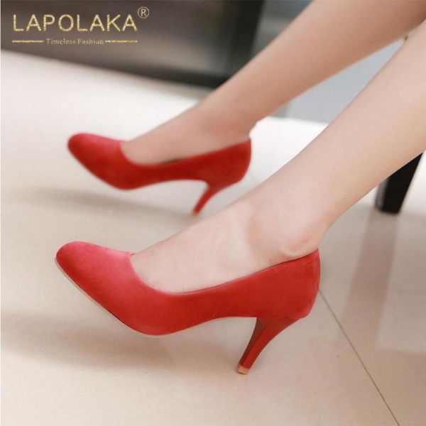 

dress shoes lapolaka fashion 2021 big size 43 office pumps women slip on platform concise high heels spring ladies, Black