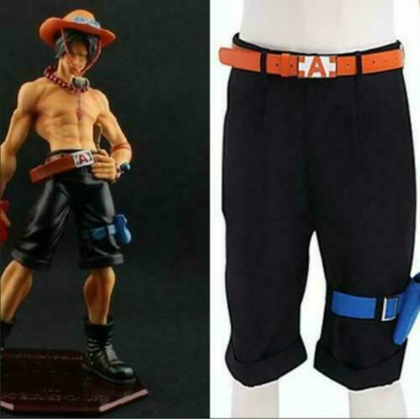 

anime one piece portgas d. ace cosplay costume only black pants, Black;red
