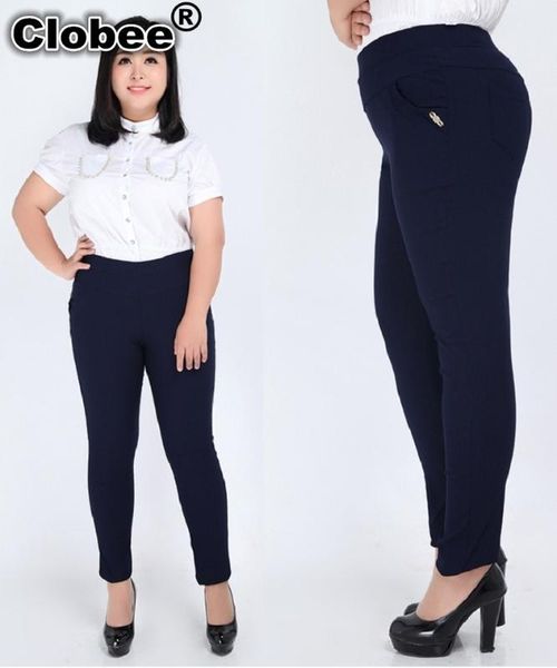 

2020 autumn summer work women trousers with high waist large size 2xl-6xl ladies pencil pants fashion femme pants, Black;white