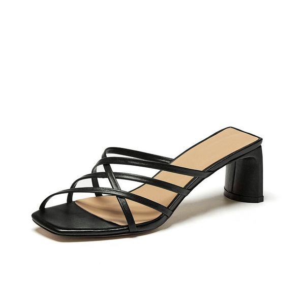

high heels sandals fashion black yellow colors summer outdoor beach slides slip on slipper sandals