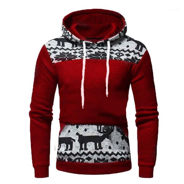 

hoodies autumn new men's fashion christmas deer hooded long-sleeved slim sweater fashion pullovers 2018 mens designer, Black