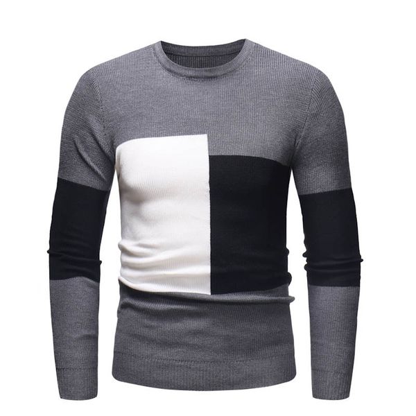 

2020 men's autumn and winter sweater men's sweaters slim thin section fashion trend sweater warm, White;black