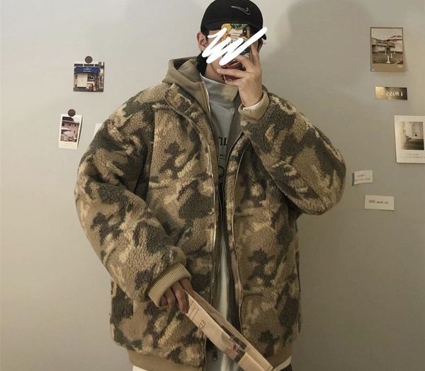 

winter jacket men's warm fashion tactical camo jackets mens parka streetwear wild loose thick hooded coat men clothes m, Black