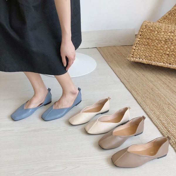 

2020 autumn new fashion simple solid color flat shoes women soft and comfortable retro style wild casual shoes, Black