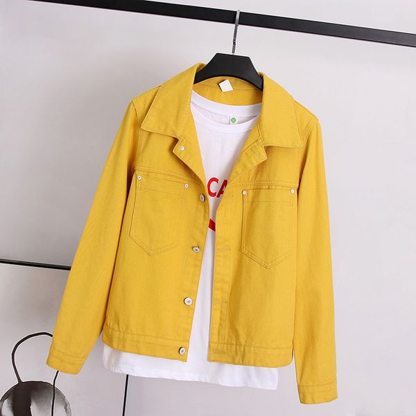 

2020 new autumn denim yellow jacket women loose jeans jacket and coat fashion overcoat long sleeve ladies, Black;brown