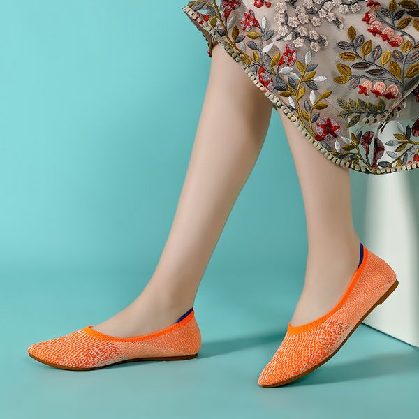 

women flats stretch knitted mixed color moccasins breathable cozy work shoes brief fashion ladies flats light ballet shoes, Black