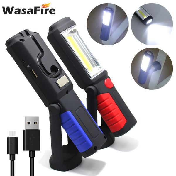 

portable lanterns spotlight cob led worklight usb rechargeable magnetic hook torch outdoor lighting car inspection lamp